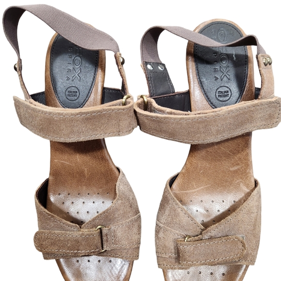 Geox Respira Italian leather tan wedge sandal sz 41 - Picture 4 of 8